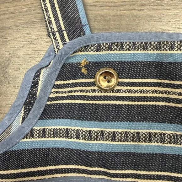 Vintage Baby Overalls 12–18M Blue Stripe Brass Buckle Button Repair Needed - Picture 7 of 8